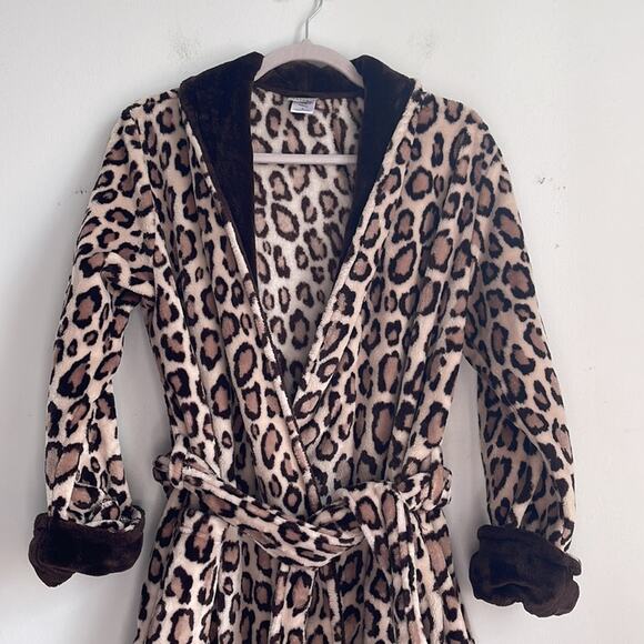 Natori super soft plush leopard print bath robe sz S - Picture 2 of 8